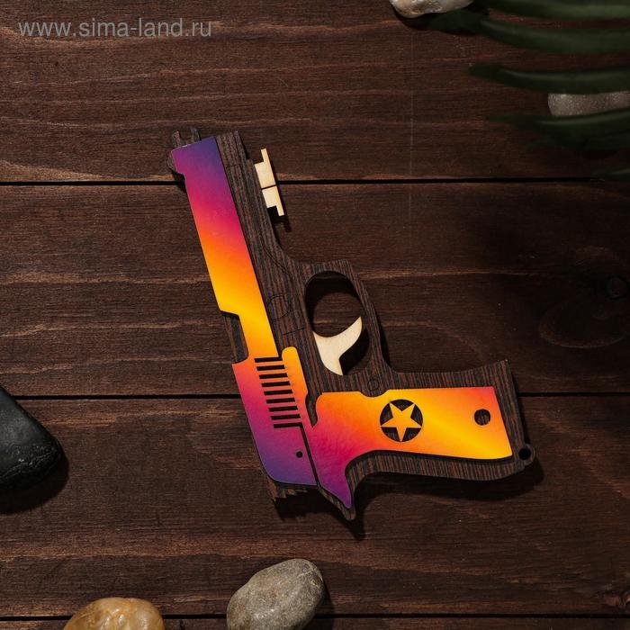 Сувенир деревянный «Резинкострел, красная звезда» + 4 резинки Сувенир деревянный «Резинкострел, красная звезда» + 4 резинки