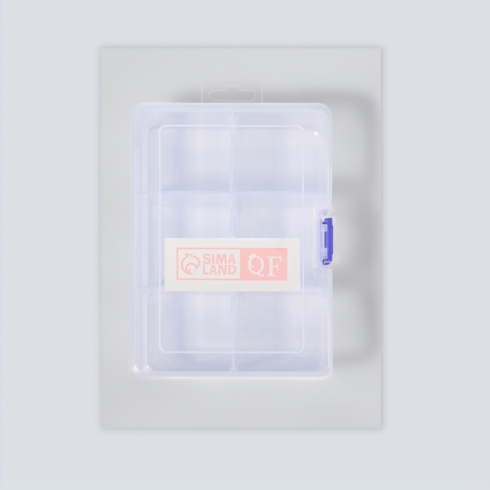 Органайзер для декора, передвижные ячейки, 6 ячеек, 16,5 &times; 12 &times; 5,8 см, цвет прозрачный