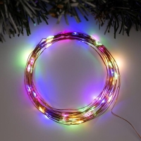 Гирлянда &laquo;Нить&raquo; 5 м роса, IP20, медная нить, 50 LED, свечение мульти, USB