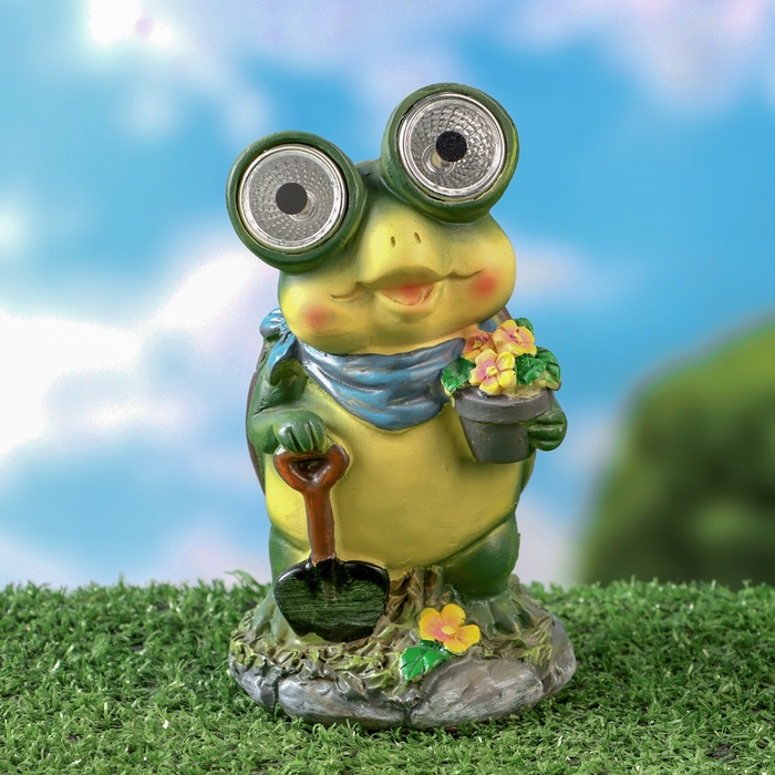 Садовый фонарь Садовый фонарь "Лягушонок садовод" 7х8х15см