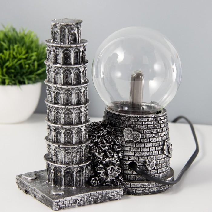 Плазменный шар Плазменный шар "Пизанская башня" серый 14х10х16 см RISALUX