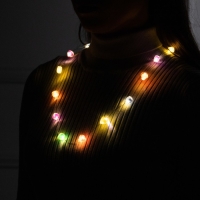 Светодиодные бусы "Сердечки", 80 см, LED(1608)-16-4.6V, AG13x3 (в компл.), 3 режима, свечение тёплое белое