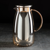 Кувшин для воды стеклянный с металлической крышкой «Богема», 1,8 л, 15×25 см, цвет золотой Кувшин для воды стеклянный с металлической крышкой «Богема», 1,8 л, 15×25 см, цвет золотой