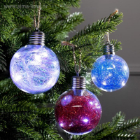 Набор ёлочных шаров «Мишура цветная» 3 шт., батарейки, 5 LED, свечение белое Набор ёлочных шаров «Мишура цветная» 3 шт., батарейки, 5 LED, свечение белое