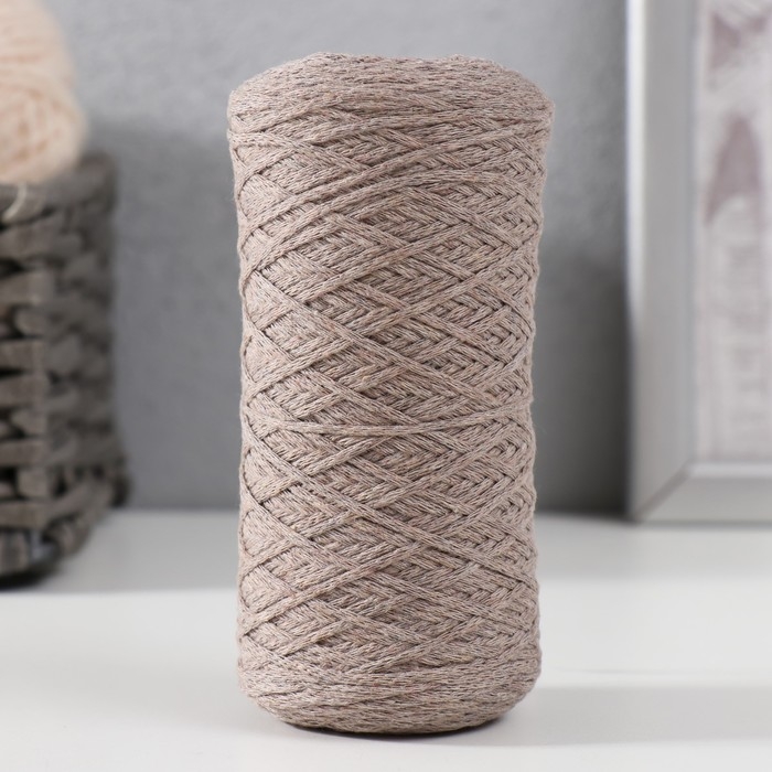 Шнур для вязания без сердечника 70% хлопок, 30% полиэстер 1мм 200м/60&plusmn;10гр (04-темно-бежев)