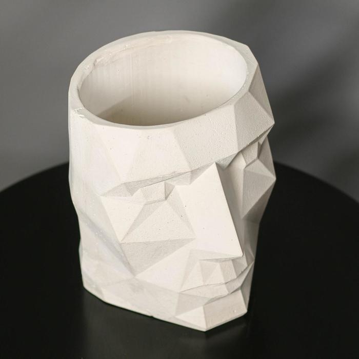 Кашпо полигональное &laquo;Голова&raquo;, цвет белый, 18 &times; 20 см