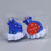 Украшение ёлочное "Мишутка на льдине" (набор 2 шт) 5,5х7,5х8 см, синий