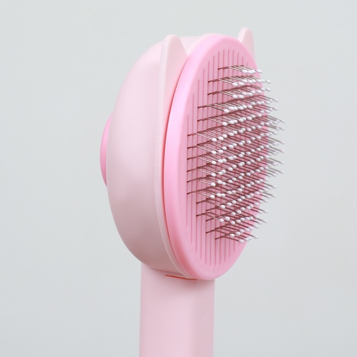 Пуходёрка пластиковая Пуходёрка пластиковая "Кошка" с функцией самоочистки, 8,5 х 20 см, розовая