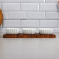 Менажница «Кармен», 3 шт: 300 мл, прямоугольная, деревянное основание, фарфор, Иран Менажница «Кармен», 3 шт: 300 мл, прямоугольная, деревянное основание, фарфор, Иран