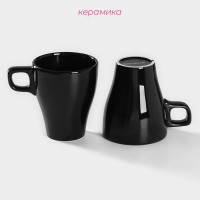 Набор кружек керамических Доляна Coffee break, 2 предмета: 300 мл, цвет чёрный Набор кружек керамических Доляна Coffee break, 2 предмета: 300 мл, цвет чёрный
