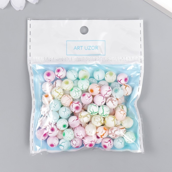 Бусины для творчества пластик "Кракелюр пастельные тона" набор 20 гр  d=0,8 см