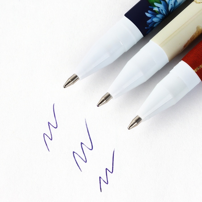 Ручка шариковая синяя паста, пластик с колпачком софт-тач &laquo;Золотому Учителю&raquo;, 3 шт, 0.7 мм