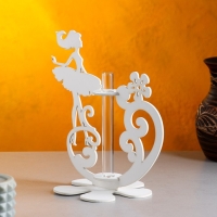 Кашпо деревянное 13.5&times;13&times;22 см с 1 колбой "Балерина", белый Дарим Красиво