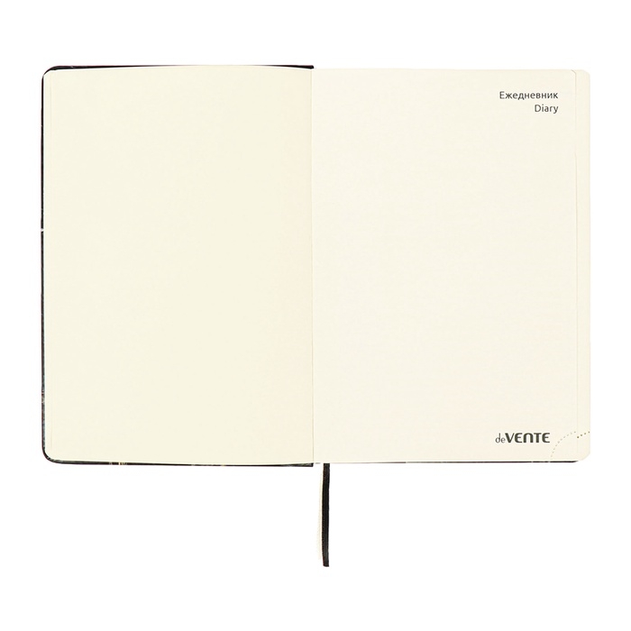 Ежедневник недатированный A5 136 листов, кожзам deVENTE. Marble, твердая обложка с поролоном, перфорация, ляссе, блок 70, черный