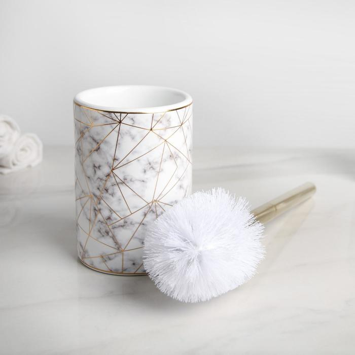 Ёршик для унитаза с подставкой «Лили», 9,5×9,5×37 см, цвет белый Ёршик для унитаза с подставкой «Лили», 9,5×9,5×37 см, цвет белый