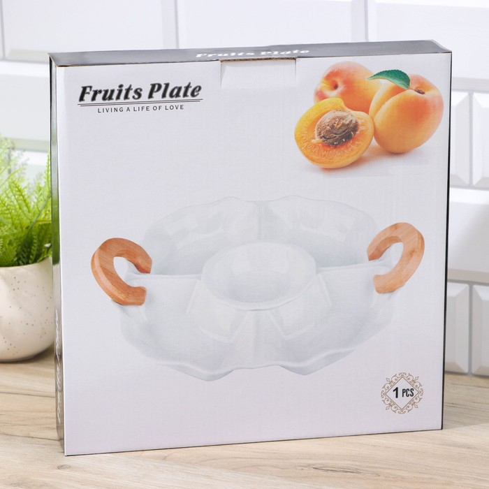 Менажница керамическая 4 секции «Эстет», 34×30×5 см, соусник Менажница керамическая 4 секции «Эстет», 34×30×5 см, соусник