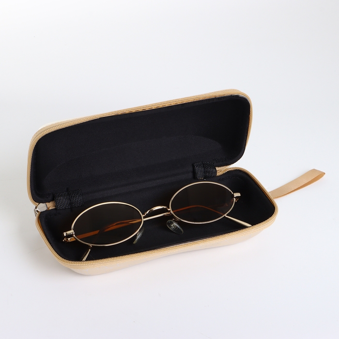 Футляр для очков на молнии, длина 16 см, цвет бежевый