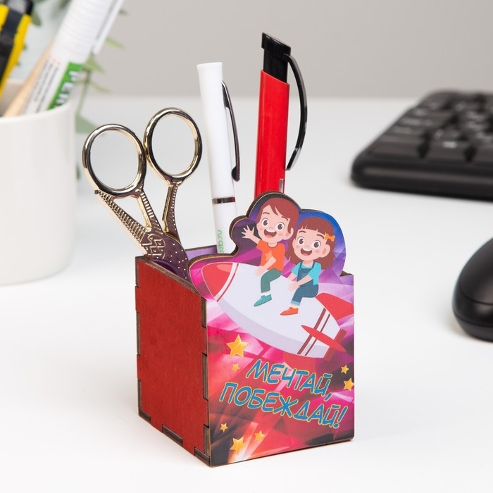Карандашница Карандашница "Мечтай, побеждай!" ракета, 6х6х10 см
