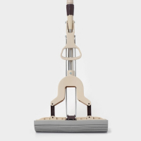 Швабра для мытья пола PVA Доляна, со складным отжимом, насадка 27&times;6 см, стальная составная телескопическая ручка 100(125) см