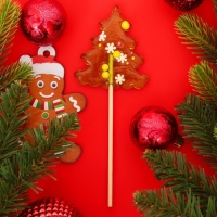 Новый год. Леденец "Ёлочка" с снежинками, 23 г