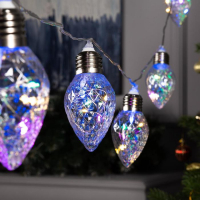 Гирлянда &laquo;Нить&raquo; 3 м с насадками &laquo;Лампочки шишки&raquo;, IP20, прозрачная нить, 80 LED, свечение мульти, 8 режимов, 220 В