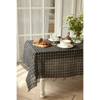 Скатерть Доляна "Клетка"цв.черный 145х145&plusmn;3см,100%пэ, рогожка 130 гр/м