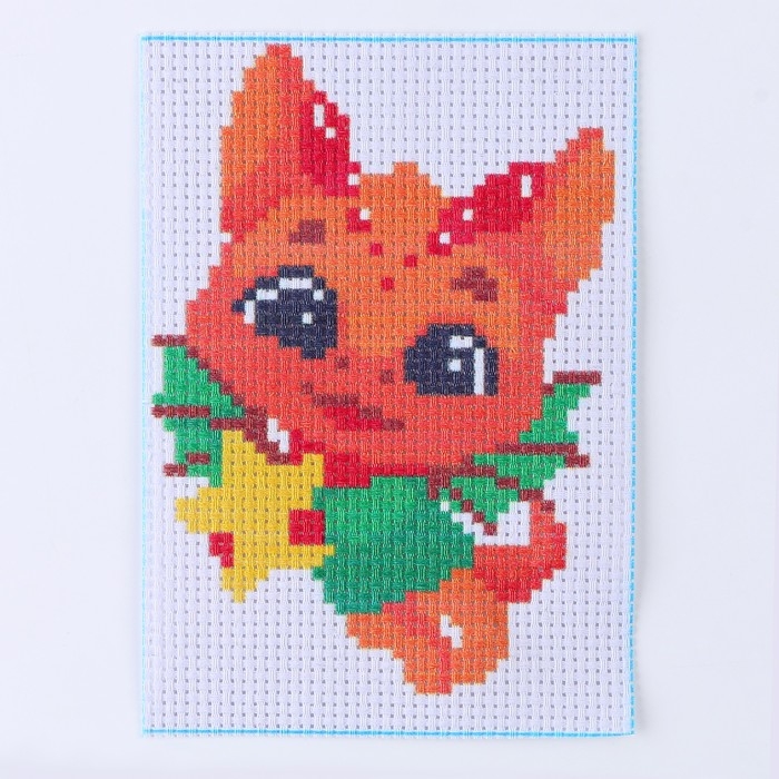 Вышивка крестиком на новый год «Дракончик со подарком», 14 х 10 см, новогодний набор для творчества Вышивка крестиком на новый год «Дракончик со подарком», 14 х 10 см, новогодний набор для творчества