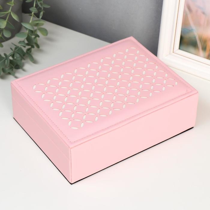Шкатулка кожзам для украшений Шкатулка кожзам для украшений "Крестики" розовая 7х24х17.5см