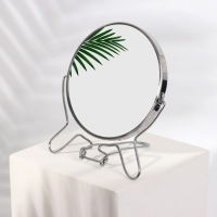 Зеркало настольное - подвесное, двустороннее, с увеличением, d зеркальной поверхности 11,5 см, цвет серебристый Зеркало настольное - подвесное, двустороннее, с увеличением, d зеркальной поверхности 11,5 см, цвет серебристый