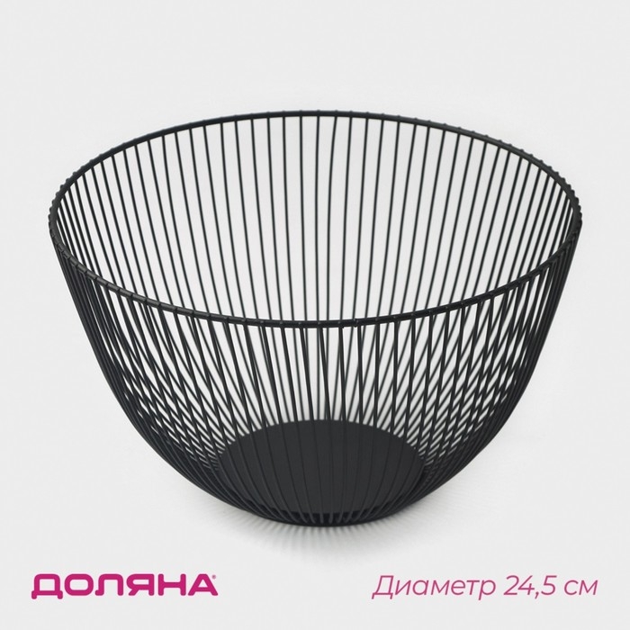 Фруктовница Доляна, 24,5×24,5×14 см, чёрный Фруктовница Доляна, 24,5×24,5×14 см, чёрный