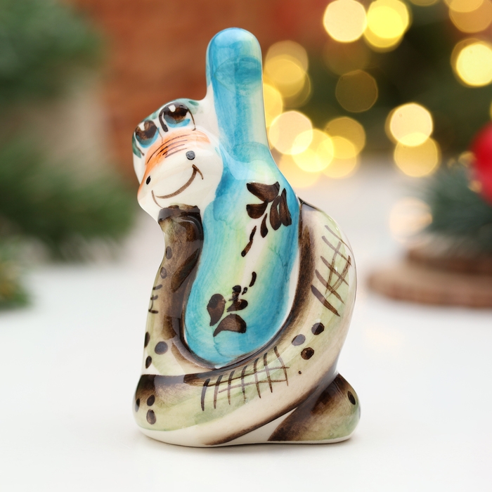 Новый год. Сувенир символ года Новый год. Сувенир символ года "Змей с бутылкой", гжель, цвет, 8,5 см