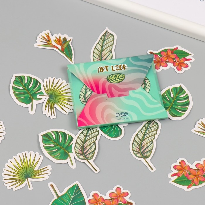 Наклейки для творчества Наклейки для творчества "Экзотические листья" тиснение золото набор 48 шт 9х7х0,8 см