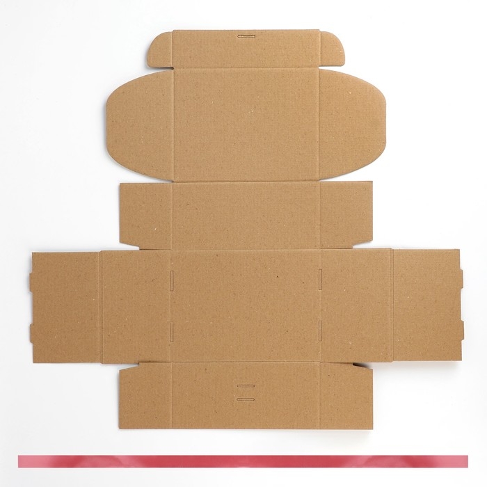 Коробка подарочная складная, упаковка, &laquo;Крафт, розовая лента&raquo;, 22 х 16.5 х 10 см
