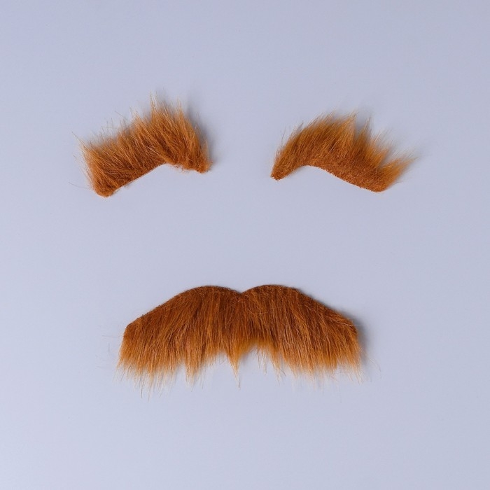 Карнавальные усы с бровями, цвет коричневый Карнавальные усы с бровями, цвет коричневый