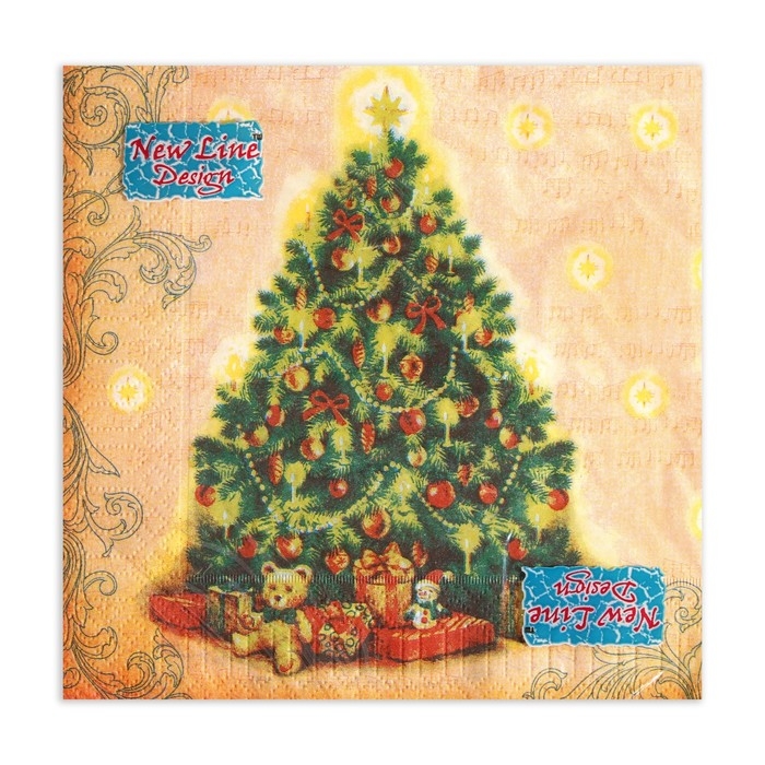 Новый год. Салфетки бумажные New Line Design &laquo;Ёлка&raquo;, 33х33 см, 3 слоя