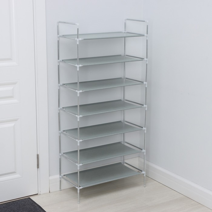 Полка для обуви LaDо́m, 7 ярусов, 60&times;30&times;120 см, цвет белый
