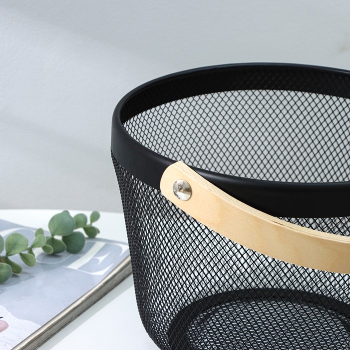 Корзинка универсальная круглая LaDо́m, 26&times;26&times;18 см, цвет чёрный