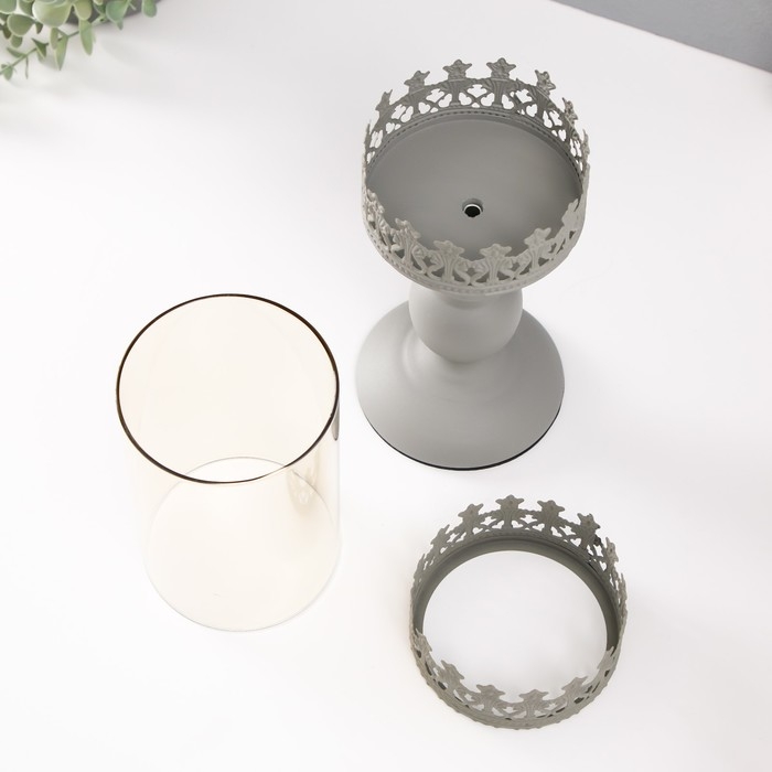 Подсвечник металл на 1 свечу d=10 см Подсвечник металл на 1 свечу d=10 см "Сигерд" серый 11х11х30 см