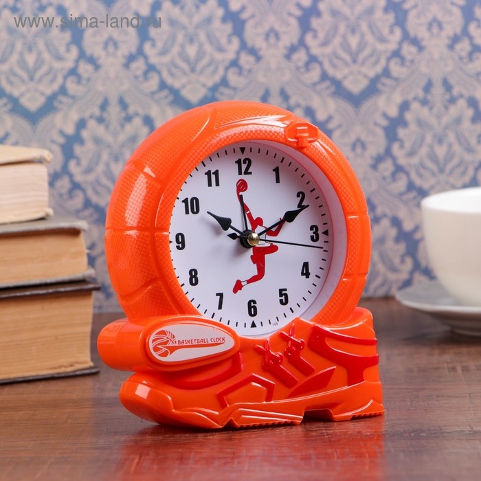 Часы - будильник настольные Часы - будильник настольные "Баскетбол", дискретный ход, циферблат d-8 см, 14 х 12 см, АА