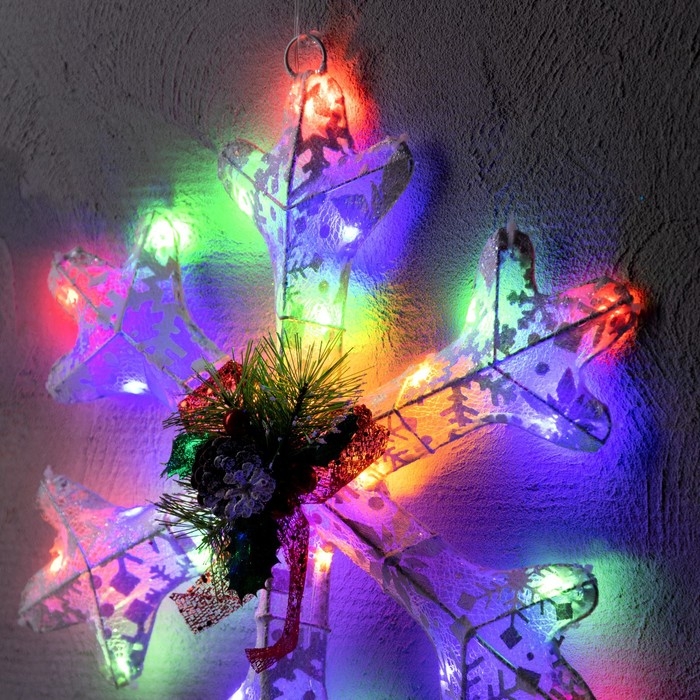 Светодиодная фигура «Снежинка» 30 см, металл, 220 В, свечение мульти Светодиодная фигура «Снежинка» 30 см, металл, 220 В, свечение мульти