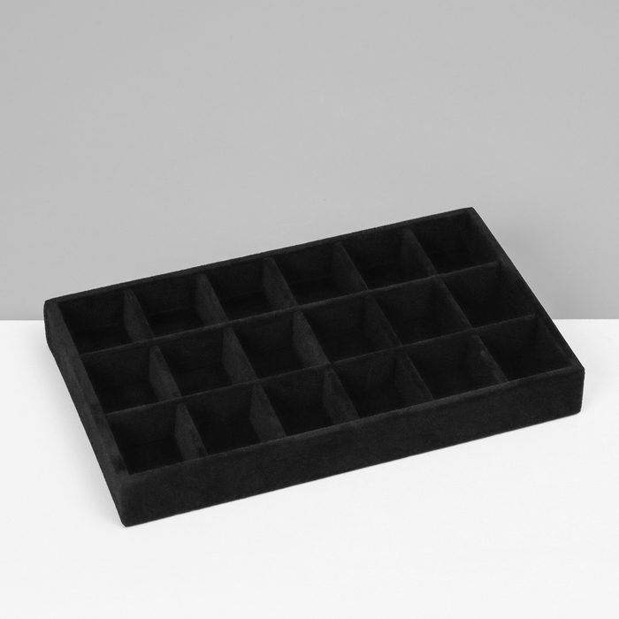 Подставка для украшения 18 ячеек, флок, 21&times;12,3&times;2,5 см, цвет чёрный