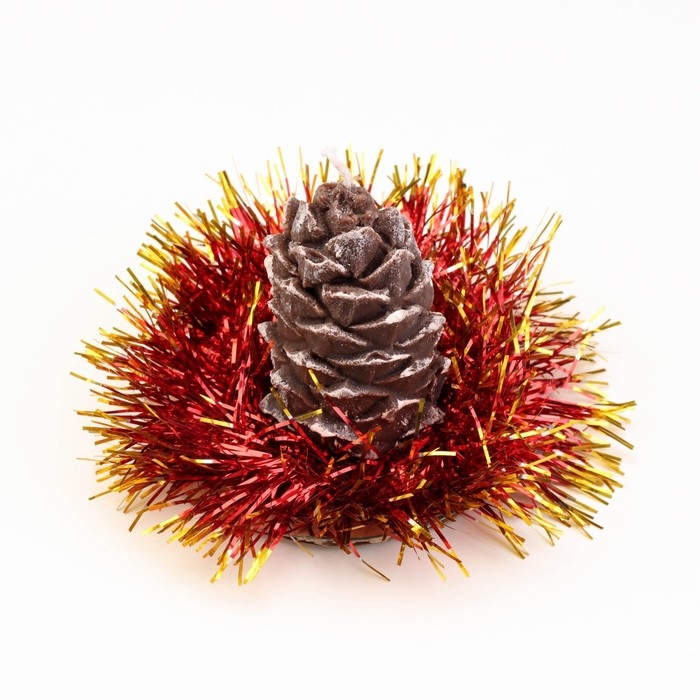 Свеча новогодняя Свеча новогодняя "Шишка с еловым декором", 7 см, коричневая МИКС