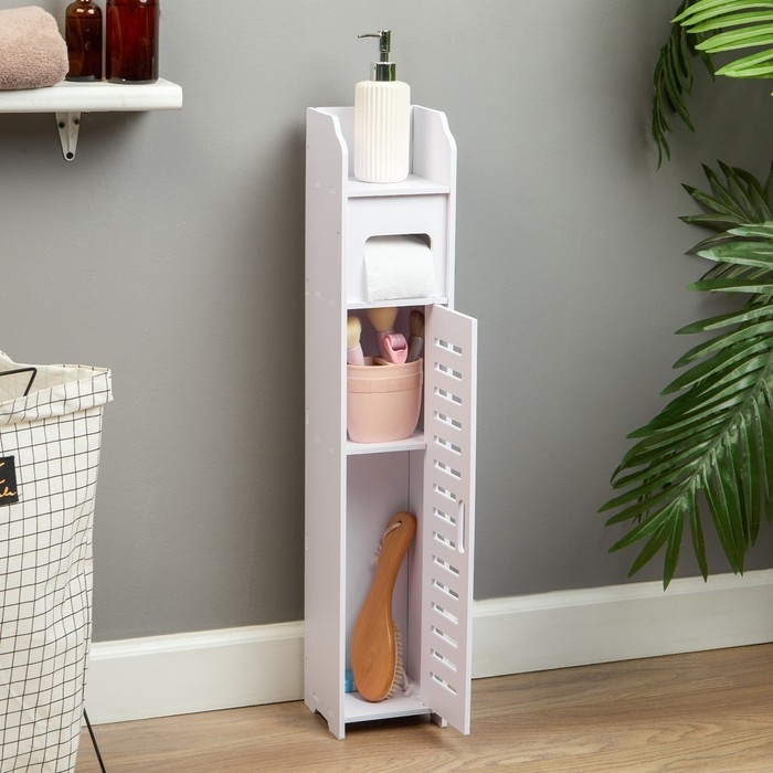 Пенал для ванной комнаты, напольный, 15 х 15 х 80 см, пластик