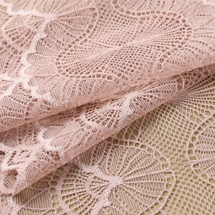 Кружевная эластичная ткань, 180 мм × 2,7 ± 0,5 м, цвет розово-бежевый Кружевная эластичная ткань, 180 мм × 2,7 ± 0,5 м, цвет розово-бежевый