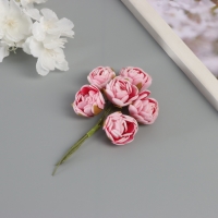 Декор для творчества "Пионы" бело-розовый (1 набор=1 букет) в букете 6 шт 2,5х10,5 см