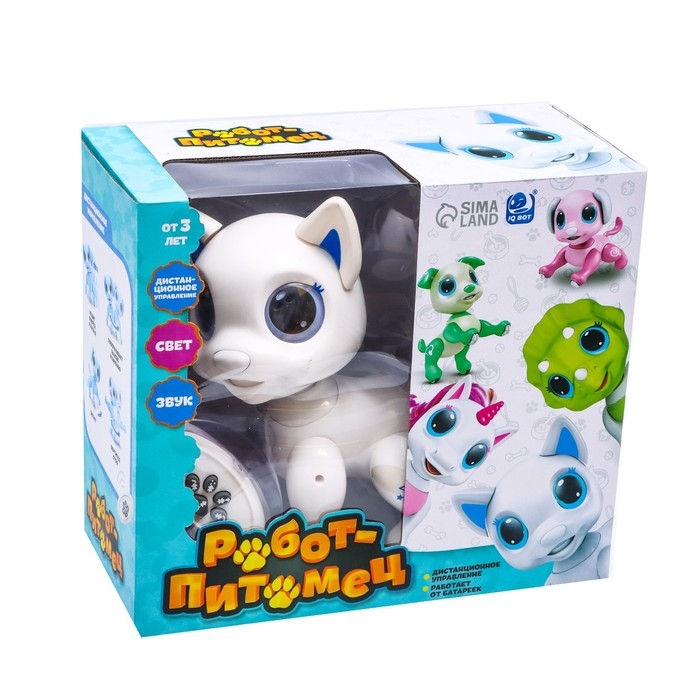 Робот собака &laquo;Питомец&raquo; IQ BOT, на пульте управления, интерактивный: звук, свет, на батарейках, белый