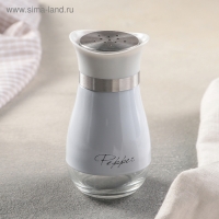 Солонка стеклянная «Сияние», 5,5×5×11 см, цвет белый, надписи МИКС Солонка стеклянная «Сияние», 5,5×5×11 см, цвет белый, надписи МИКС