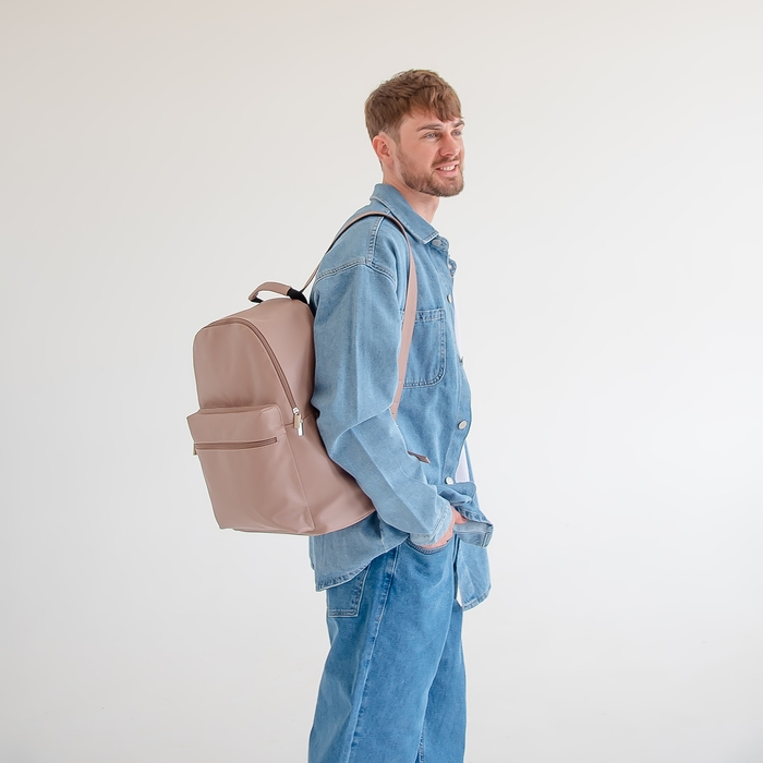Рюкзак городской TEXTURA из экокожи на молнии, наружный карман, цвет бежевый