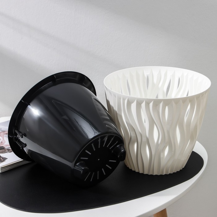 Кашпо для цветов со вставкой &laquo;Вдохновение&raquo;, 4,5 л, цвет чёрно-белый