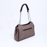 Сумка-тоут "Золотой дождь" на молнии, наружный карман, цвет пудра/коричневый